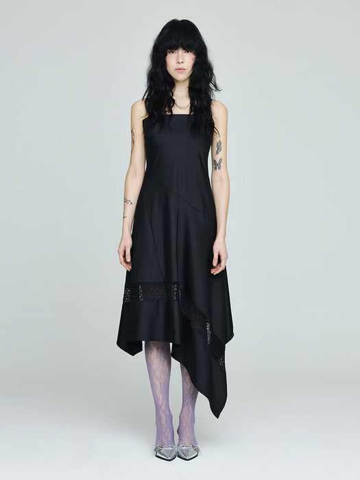 [Instantfunk] Uneven Sleeveless Dress - Black