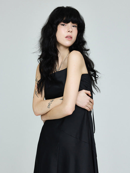 [Instantfunk] Uneven Sleeveless Dress - Black