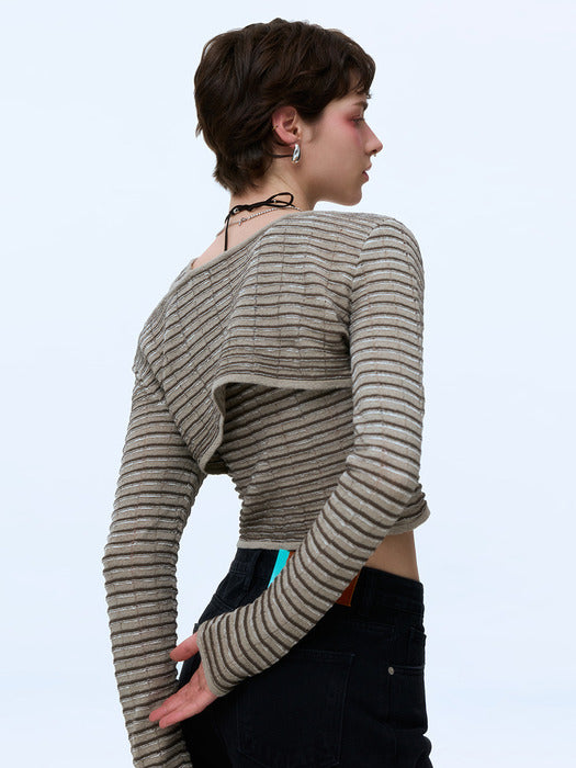 Instantfunk Summer Bolero Cardigan Set - Khaki Gray
