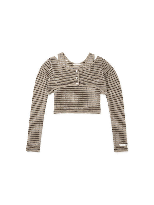 Instantfunk Summer Bolero Cardigan Set - Khaki Gray