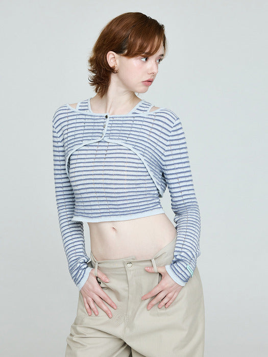 Instantfunk Summer Bolero Cardigan Set - Light Blue