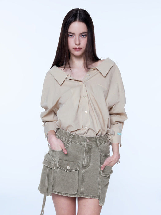 Instantfunk Summer Ribbon Shirt - Light Beige