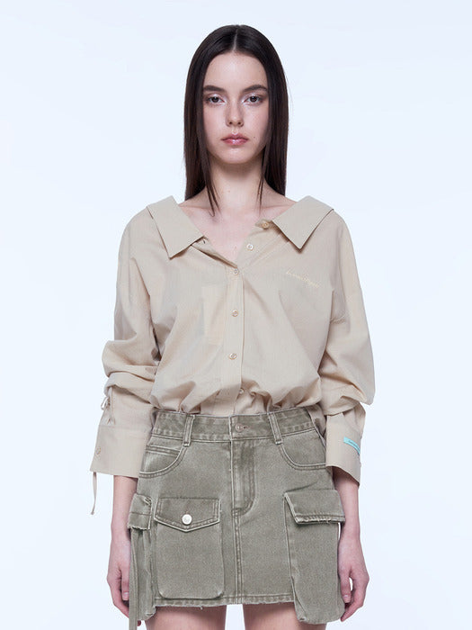 Instantfunk Summer Ribbon Shirt - Light Beige