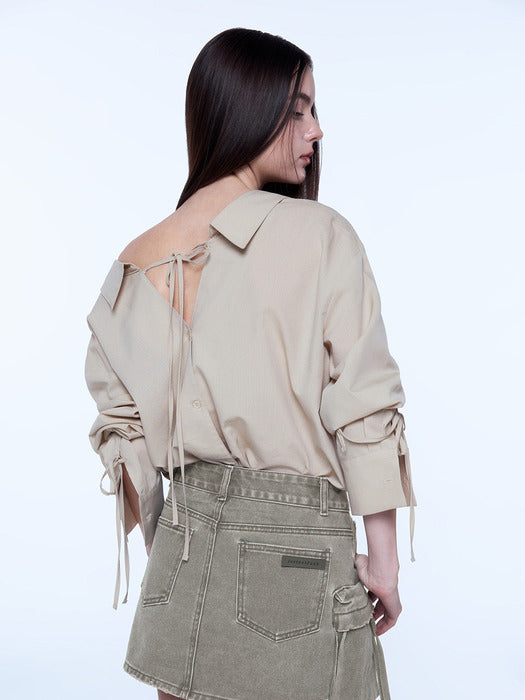 Instantfunk Summer Ribbon Shirt - Light Beige