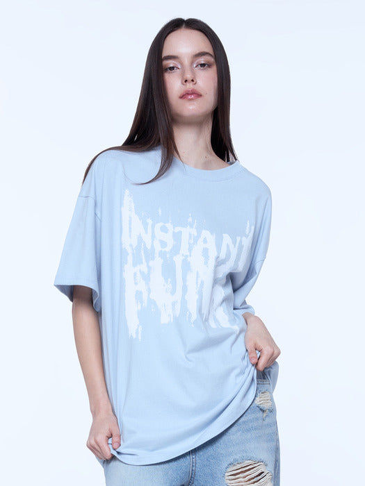 Instantfunk Men's Distressed Graphic T-shirt - Light Blue