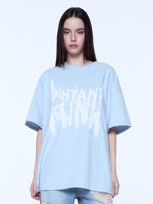 Instantfunk Men's Damaged Graphic T-shirt - Light Blue