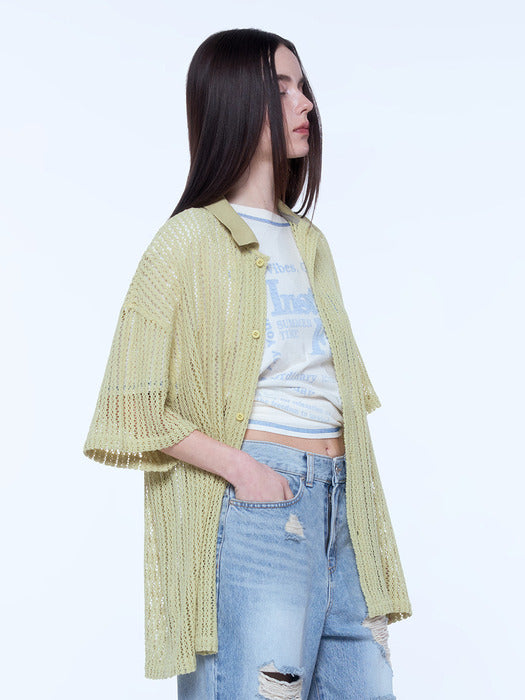 [Instantfunk] Men's Summer Knitwear Shirt - Green