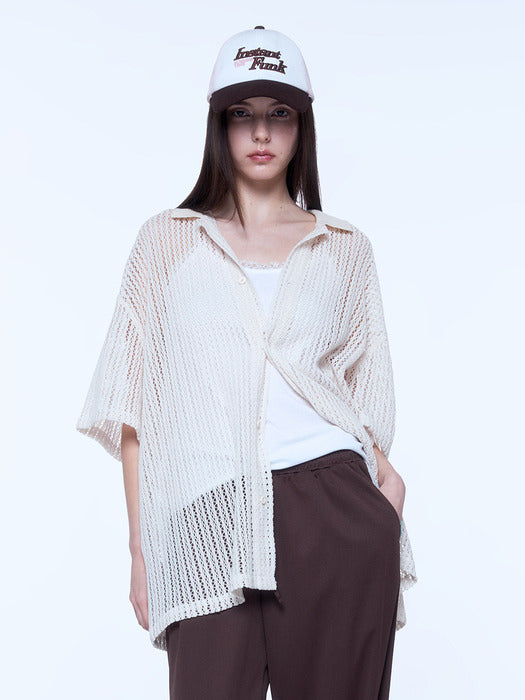 Instantfunk Men's Summer Knitwear Shirt - Ivory