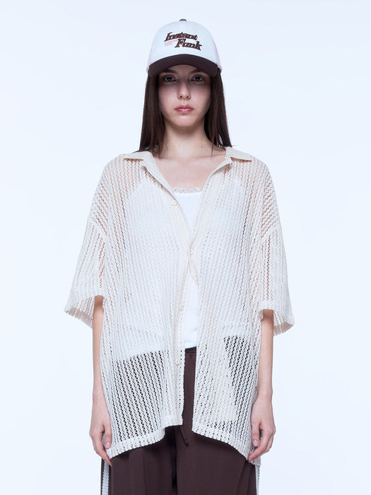 Instantfunk Men's Summer Knitwear Shirt - Ivory