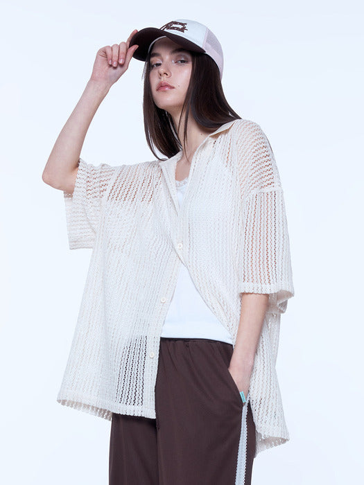 Instantfunk Men's Summer Knitwear Shirt - Ivory