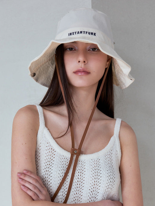 Instantfunk Nylon Embroidered Bucket Hat - Ivory