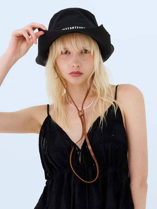 Instantfunk Nylon Embroidered Bucket Hat - Black