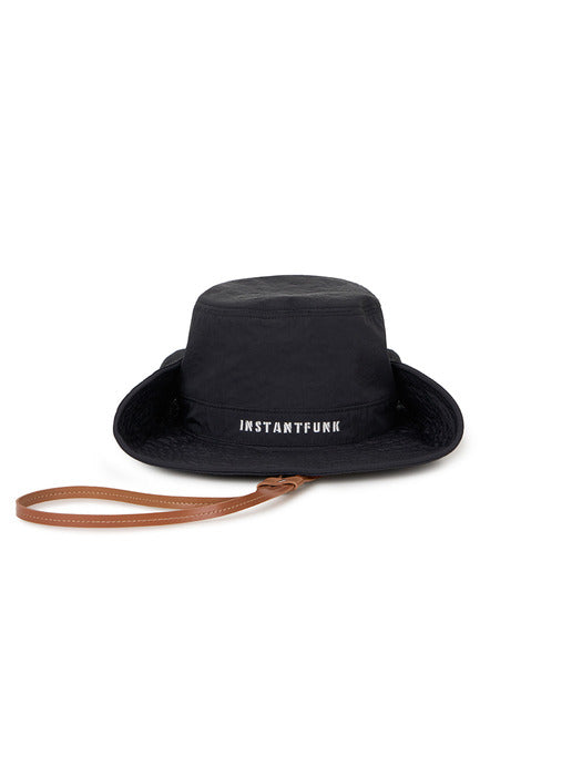 Instantfunk Nylon Embroidered Bucket Hat - Black