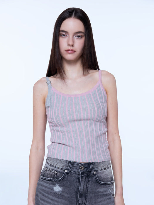 Instantfunk Color Block Knit Sleeveless - Pink