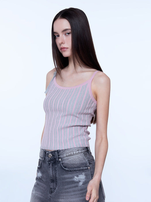 Instantfunk Color Block Knit Sleeveless - Pink