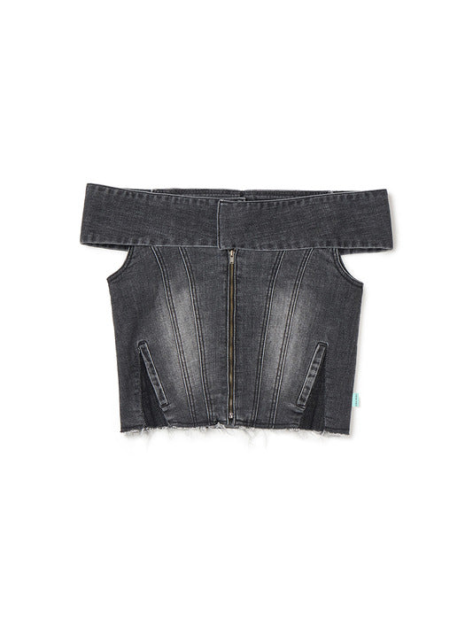 Instantfunk Denim Off-Shoulder - Gray