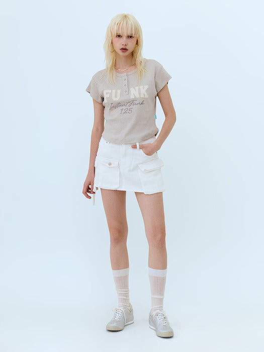 Instantfunk Side Pocket Mini Skirt - Ivory
