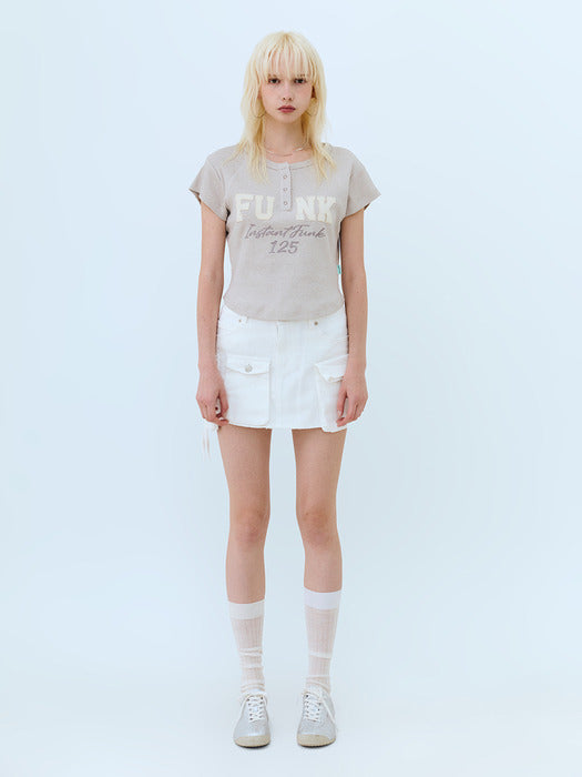Instantfunk Side Pocket Mini Skirt - Ivory