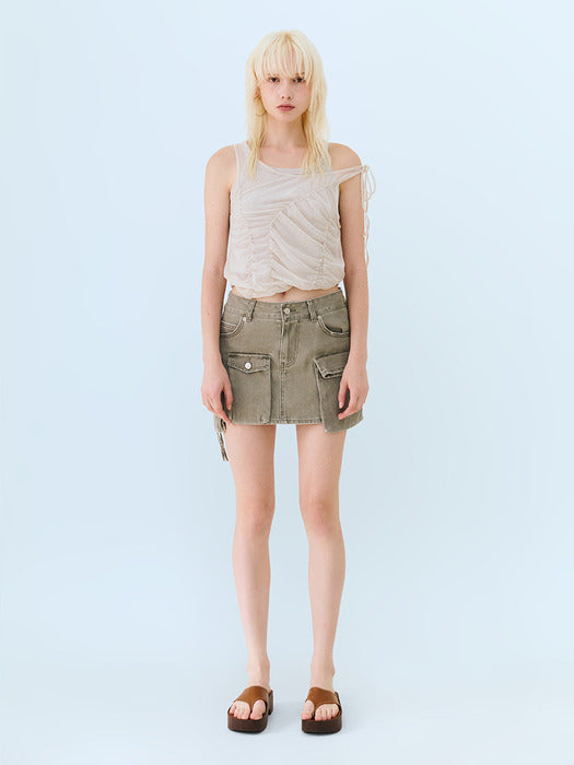 Instantfunk Side Pocket Mini Skirt - Khaki