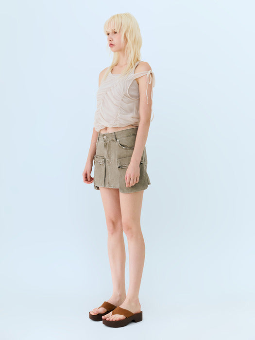 Instantfunk Side Pocket Mini Skirt - Khaki