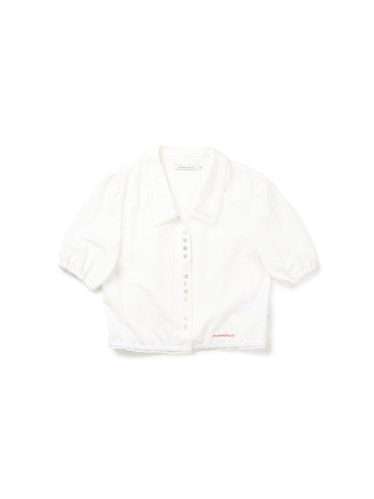 Instantfunk Cropped Short-Sleeve Blouse - White
