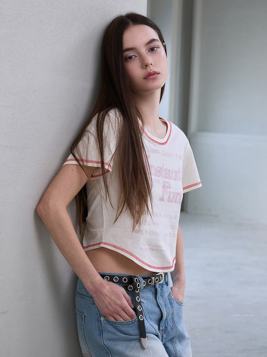 Instantfunk Stitch Crop T-shirt - Ivory