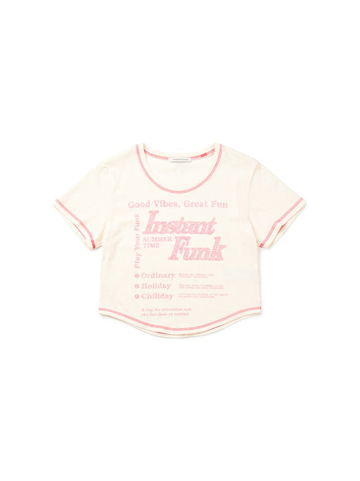 Instantfunk Stitch Crop T-shirt - Ivory