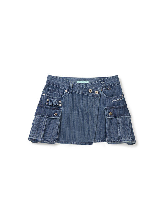 Instantfunk Denim Wrap Skirt - Blue