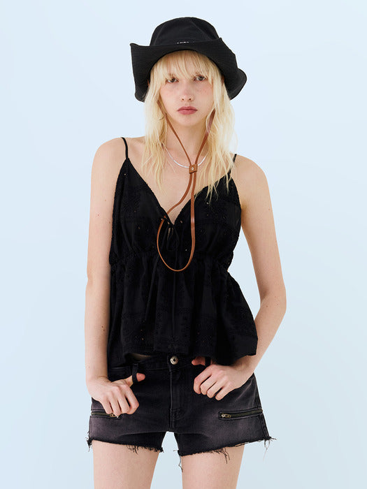 Instantfunk Eyelet Bustier Top - Black