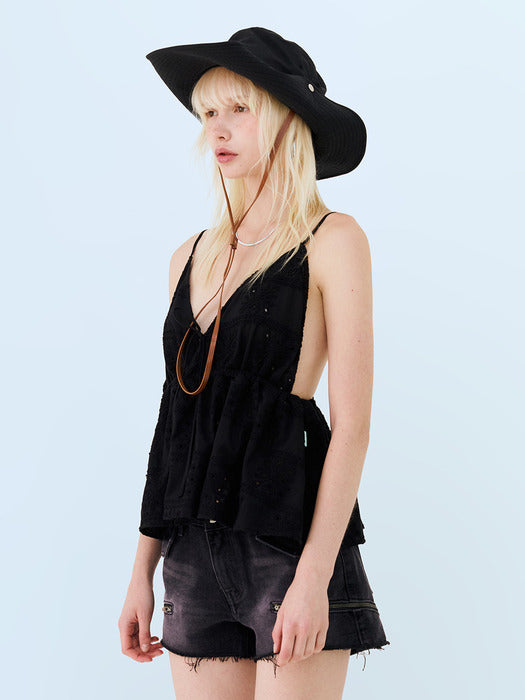 Instantfunk Eyelet Bustier Top - Black