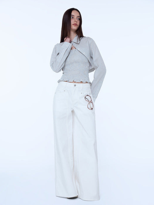 Instantfunk Line Denim Pants - White