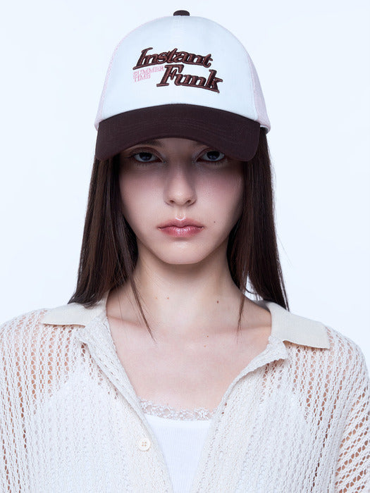 Instantfunk Logo Mesh Trucker Cap - Brown