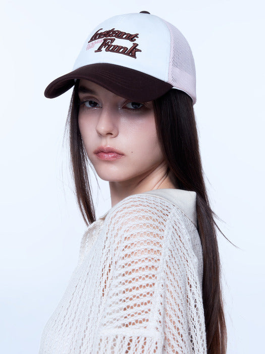 Instantfunk Logo Mesh Trucker Cap - Brown