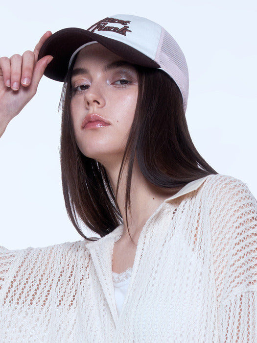 Instantfunk Logo Mesh Trucker Cap - Brown