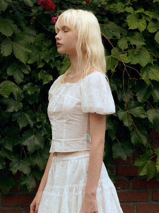 Instantfunk Shirring Puff Blouse - White