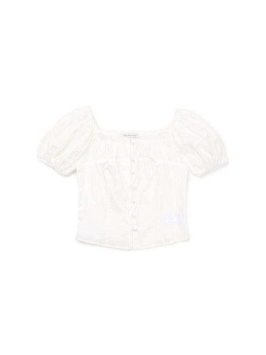 Instantfunk Shirring Puff Blouse - White