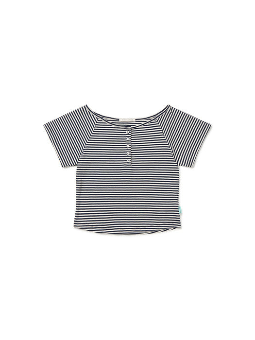 Instantfunk Stripe Button T-shirt - Navy