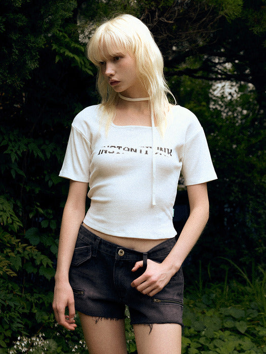 Instantfunk Strap Neck Point T-shirt - White