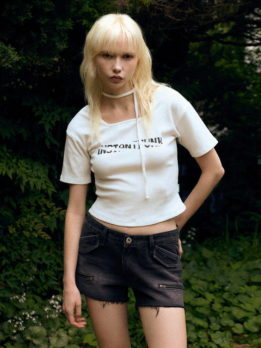 Instantfunk Strap Neck Point T-shirt - White