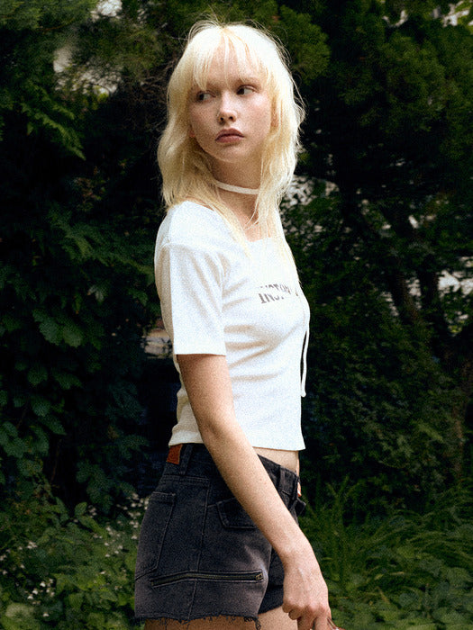 Instantfunk Strap Neck Point T-shirt - White