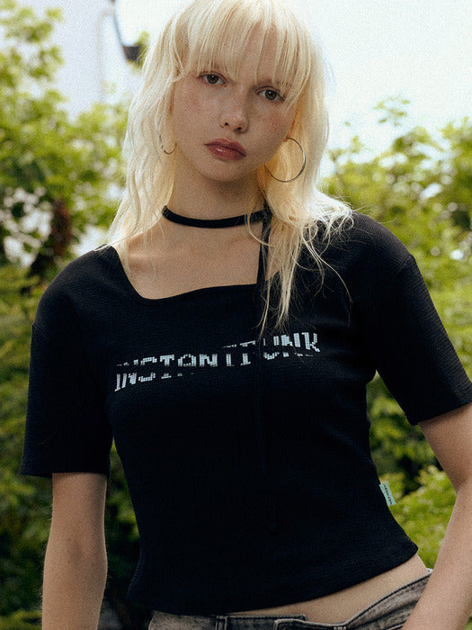 Instantfunk Strap Neck Point T-shirt - Black