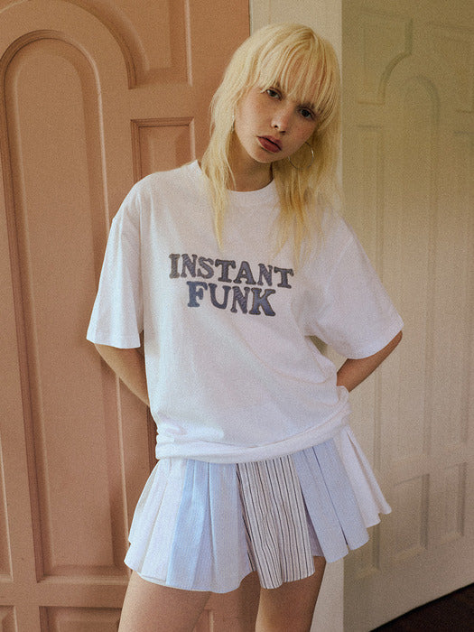 Instantfunk Signature Denim Graphic T-shirt - White