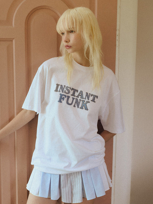 Instantfunk Signature Denim Graphic T-shirt - White