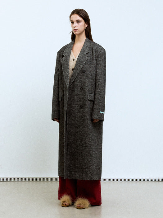 Instantfunk Oversized Double Long Coat - Black