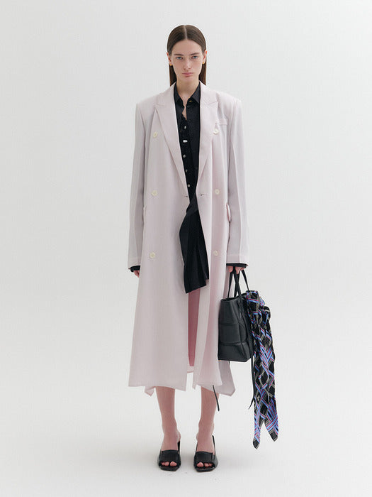 Eenk Classic Lapel Long Coat - Pink