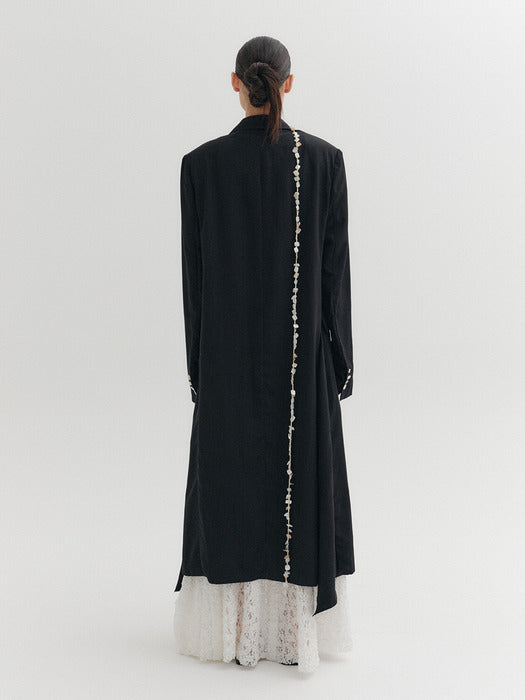 Eenk Classic Lapel Long Coat - Black