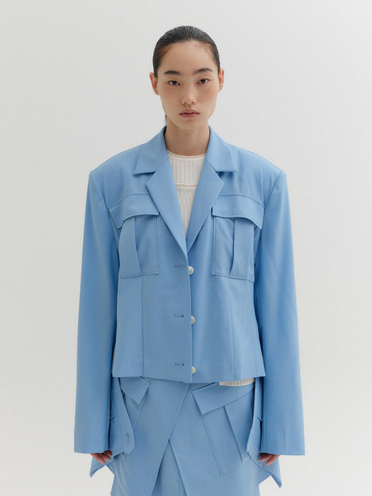 Eenk Multi-Way Wrap Jacket - Light Blue