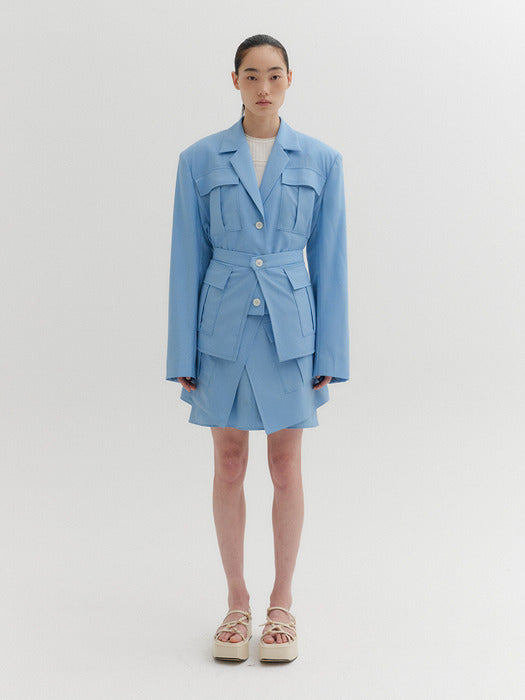 Eenk Multi-Way Wrap Jacket - Light Blue