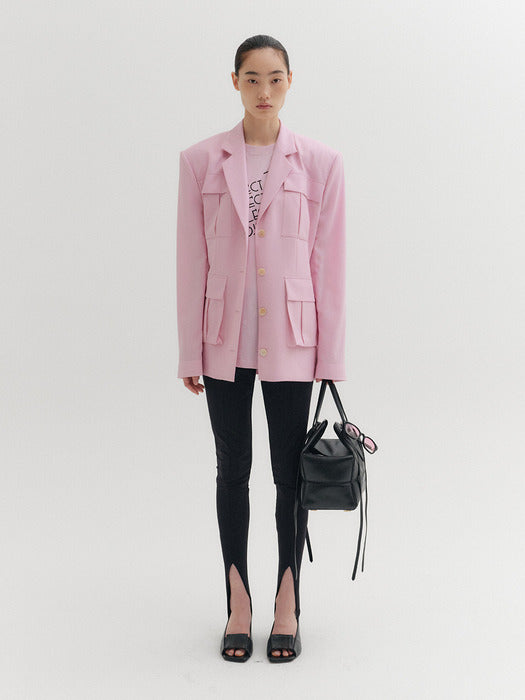 Eenk Pocket Single Breasted Blazer - Pink