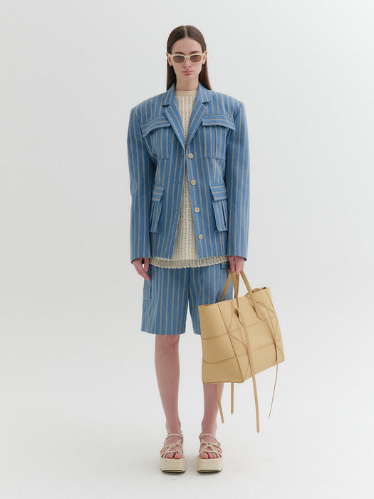 Eenk Pocket Single Breasted Blazer - Blue